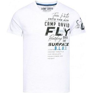 CAMP DAVID T-Shirt mit V-Neck und Label Prints