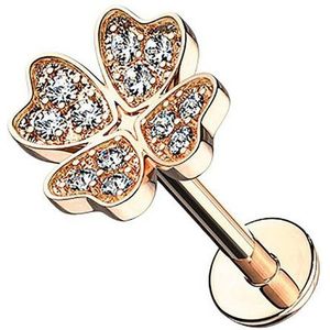 Taffstyle Piercing-Set Piercing Stab mit Kleeblatt für Lippe und Ohr, Lippe Labret Tragus Helix Knorpel Stecker Lippenpiercing Ohrpiercing