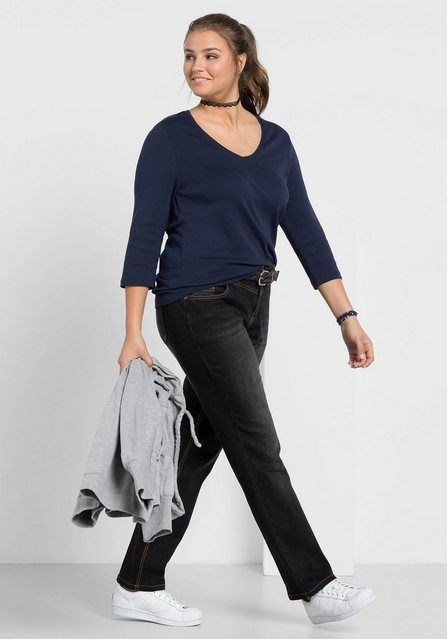 Sheego Stretch-Jeans Große Größen »Die Gerade« mit Used-Effekten