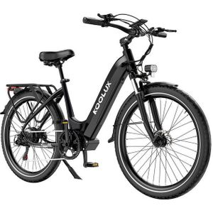 KOOLUX E-Bike Cityrad X2/X3 26 Zoll ElektroFahrrad bis zu 65-80KM Mit Stoßdämpfer, 7 Gang, 250W Hinten Leistungsstarker bürstenloser Motor, 648 Wh, 48V 13,5AH akku, Hydraulische Scheibenbremsen, Hollandfahrrad