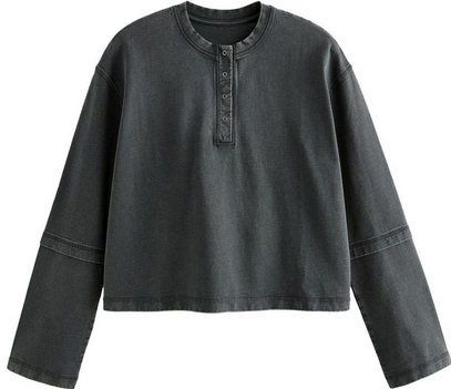 Next Sweatshirt Relaxed Fit Henley Sweatshirt mit Druckknopfleiste (1-tlg)