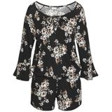 LASCANA Overall mit Volant am 3/4-Arm, kurzer Jumpsuit mit Blumenprint