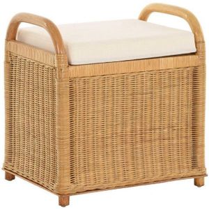 Krines Home Sitzbank Rattan Bank Sitzbank Sitzhocker mit Stauraum Rattanhocker mit Deckel, gepolsterter Deckel