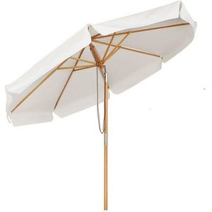 Sekey Sonnenschirm Ø 300 cm Sonnenschirm Holz Gartenschirm Knickbar, Sonnenschutz UPF 50+, LxB: 300,00x300,00 cm, Runder Terrassenschirm mit Volant