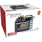 bestron Kleinküche AOV31CP Crispy & Co, mit Ofen und Doppelkochplatte, 3200 Watt, Schwarz