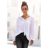 LASCANA Crepebluse mit Lochstickerei, Damenbluse, lockere Passform