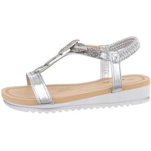 Ital-Design Damen Freizeit Riemchensandalette (86016894) Keilabsatz/Wedge Keilsandaletten in Silber