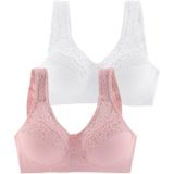 petite fleur Entlastungs-BH (Packung, 2 Stück) ohne Bügel, mit eleganter Spitze, Basic Dessous