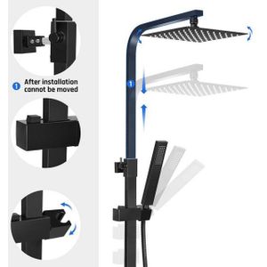 oyajia Duschsystem Brausegarnituren Edelstahl Duschstange Set Messing Wasserhahn Duschset, 2 Strahlart(en), Thermostat Duschstangen Edelstahl Duscharmaturen Set Wassersparend