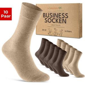 sockenkauf24 Socken 10 Paar Premium Socken Herren & Damen Komfort Business-Socken (Sand/Braun, 10-Paar, 47-50) aus gekämmter Baumwolle mit Pique-Bund (Exclusive Line) - 70101T
