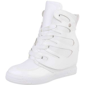 Ital-Design Damen High-Top Freizeit Schnürstiefelette (87108906) Keilabsatz/Wedge Sneakers High in Weiß
