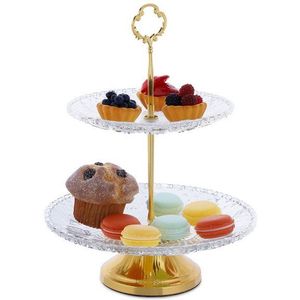 relaxdays Etagere 2-stöckige Etagere aus Glas, Glas