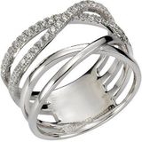 Zeeme Fingerring 925 Silber rhodiniert Zirkonia weiß