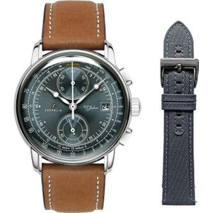 ZEPPELIN Chronograph 100 Jahre 8670-8_Set, (Set, 2-tlg., Mit Wechselarmband), Quarzuhr, Armbanduhr, Herrenuhr, Made in Germany, Stoppfunktion