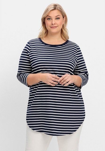 Sheego Longshirt Große Größen mit Streifen und Nacken-Reißverschluss