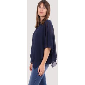 malito more than fashion Chiffonbluse 10732 Schlupfbluse Blusenshirt asymmetrisch geschnitten Einheitsgröße