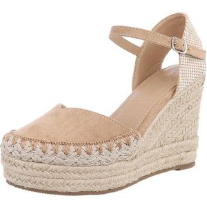 Ital-Design Damen Keilabsatz-Sandalen in Nude mit Jute-Detail Plateaupumps (89368752) Keilabsatz/Wedge Keilsandaletten in Hellbraun