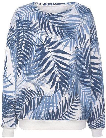LASCANA Sweater Loungeshirt mit Allover-Blätterdruck, Loungewear