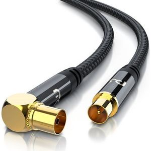 Primewire TV-Kabel, Koaxial, IEC Stecker, RF Buchse (750 cm), Antennenkabel gewinkelt, Koaxialkabel 75 Ohm HDTV, Radio, DVB-T - 7,5m