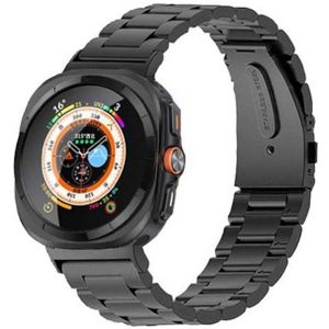 Wigento Smartwatch-Armband Für Samsung Galaxy Watch Ultra 47mm Edelstahl Metall Arm Band Schwarz, Ersatz Austausch Edelstahl Armband