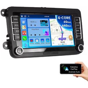 ESSGOO 7" Android 14 Für VW GOLF 5 6 Touran Polo Passat Caddy Seat Skoda EOS Autoradio (DAB+ (optional), FM, RDS, Carplay Android Auto Bluetooth EQ USB GPS Navi WIFI Touchscreen 2 DIN)