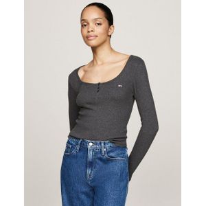 Tommy Jeans Langarmshirt TJW MELANGE HENLEY LS EXT in melierter Optik, mit Logostickerei