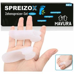 MAVURA Zehenspreizer SPREIZOX Zehenspreizer Zehentrenner Ballenschutz Silikon Hallux Valgus, [6 Stück], Korrektur Zehenbandage Zehenkorrektur Zehen Trenner Spreizer