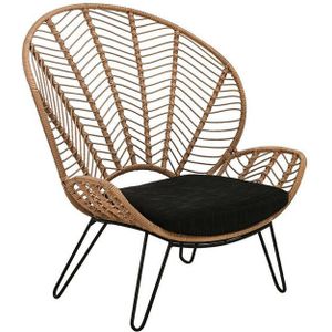 Dehner Gartenstuhl Korbsessel Venezia, 112 x 102 x 78 cm, Trendy Loungesessel in naturfarbener Geflechtoptik inkl. Stahlgestell