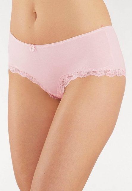 LASCANA Panty (3er-Pack) aus elastischer Baumwolle mit zarter Spitze
