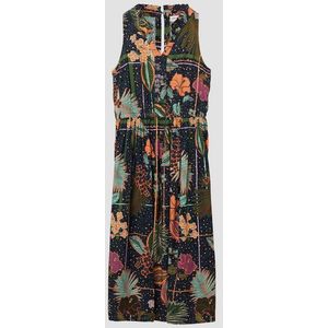s.Oliver Maxikleid Midikleid aus satinierter Viskose mit Rüschenkragen