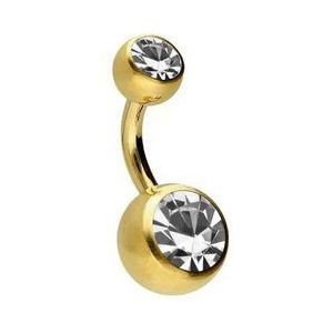 PIERCINGLINE Bauchnabelpiercing Chirurgenstahl Bananabell ZWEI KRISTALLE (Bananabells / 1 Stk)