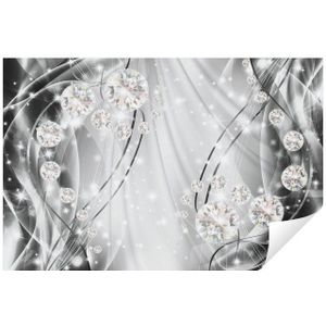 Wallarena Fototapete Abstrakt Moderne Diamant Silber 3D EFFEKT Wohnzimmer Schlafzimmer, Glatt, Modern, Tapete inklusive Kleister Vliestapete Motivtapete