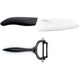 KYOCERA Messer-Set (Set, 2-tlg., 1 x Santokumesser, 1 x Sparschäler), extrem scharfe Hochleistungskeramik-Klinge