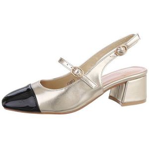 Ital-Design Damen Abendschuhe Elegant Schnürpumps (85878183) Blockabsatz Schnür- & Riemchenpumps in Gold