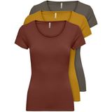 ONLY T-Shirt ONLLIVE LOVE NEW (3-tlg., 3er Pack) Figur betont, elastische Baumwollqualität
