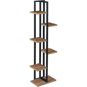 en.casa Standregal, Tohmajärvi Blumenregal 6 Ebenen, 120x34x21cm, Schwarz/Wallnuss