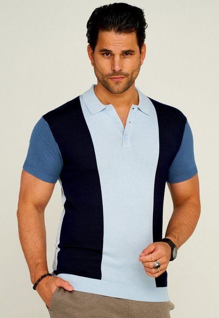 behype Poloshirt KNIT POLO mit Colour-Block-Design