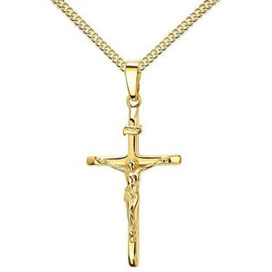 JEVELION Kreuzkette Kruzifix Kreuzanhänger 333 Gold - Made in Germany (Goldkreuz, für Damen und Herren), Mit Kette vergoldet- Länge wählbar 36 - 70 cm oder ohne Kette.