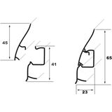 Lemal Sockelleiste, PVC 65x23mm - Fußleisten mit Kabelkanal - (56 Meter / 28 Leisten) Abschluss Leisten Teppichboden