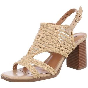 Ital-Design Damen Abendschuhe Elegant Sandalette (86345176) Blockabsatz Sandalen & Sandaletten in Beige