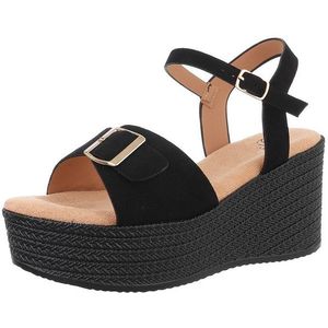 Ital-Design Elegante Plateau-Sandalen für jeden Anlass Plateausandaletten (89092159) Keilabsatz/Wedge Keilsandaletten in Schwarz