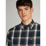 Tommy Jeans Plus Langarmhemd TJM REG CHECK FLANNEL SHIRT EXT in Großen Größen, Logostickerei, Button-down-Kragen