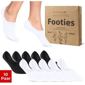sockenkauf24 Füßlinge 10 Paar Füßlinge aus gekämmter Baumwolle Damen & Herren (Schwarz/Weiß, 35-38) Sneaker Socken ohne drückende Naht (Exclusive Line) - 70103T WP