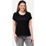 Ulla Popken T-Shirt T-Shirt Love Knöpfe Oversized Rundhals Halbarm