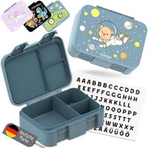 BEARFOOT Lunchbox Brotdose mit Fächern, leicht & auslaufsicher - Bär blau, PP, ABS, Silikon, Kindergarten und Schule - Mädchen und Jungen, Vesperbox, Snackbox
