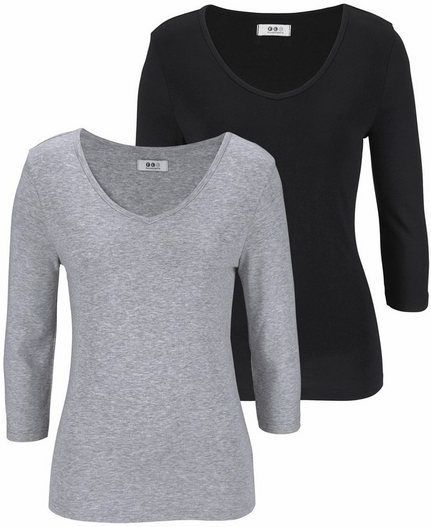 Flashlights V-Shirt (Packung, 2-tlg., 2er-Pack) unifarben, V-Ausschnitt, Basic-Stil, aus Baumwolle, im 2er-Pack