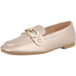 Ital-Design Elegante Loafers für Damen – Hoher Komfort & Stil Slipper (89092036) Blockabsatz Mokassins in Gold