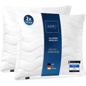 LILENO HOME Kopfkissen - gestepptes Kissen in verschiedenen Größen - Made in Germany, Füllung: 100% Polyester, Rückenschläfer, Seitenschläfer, Bauchschläfer, Set, 2er Set, Kopfkissen 80x80 cm HART mit 1.200g Füllung, allergikergeeignet