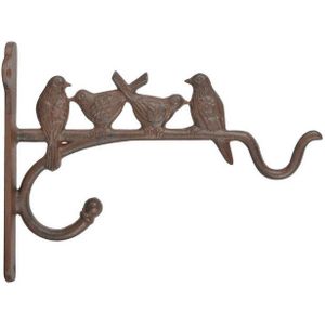 esschert design Blumenampel, Gusseisen Wandhaken für Hanging Basket Vogelmotive 20 cm