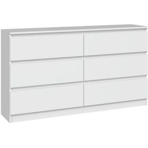 Home Collective Kommode Highboard Sideboard für Flur Schlafzimmer Wohnzimmer (Perfekt für Wohnzimmer, Schlafzimmer oder Esszimmer), mit 6 Schubladen, Breite 140 cm Höhe 75, Weiß